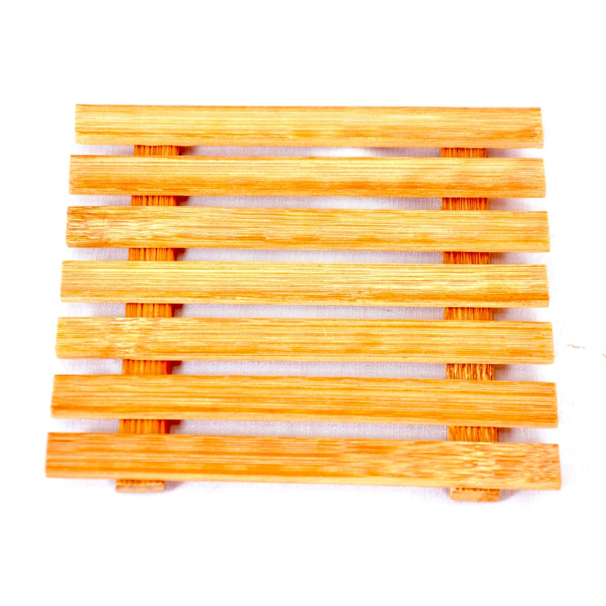 Bamboo Slatted Heat Trivet — Square Hot Pad
