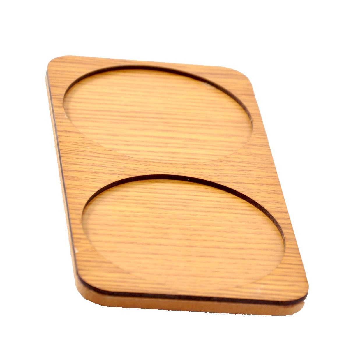 Double Bamboo Mug & Saucer Tray — Two-Cup Coaster