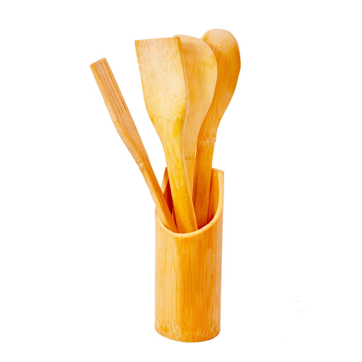 4-Piece Bamboo Kitchen Utensil Set with Holder