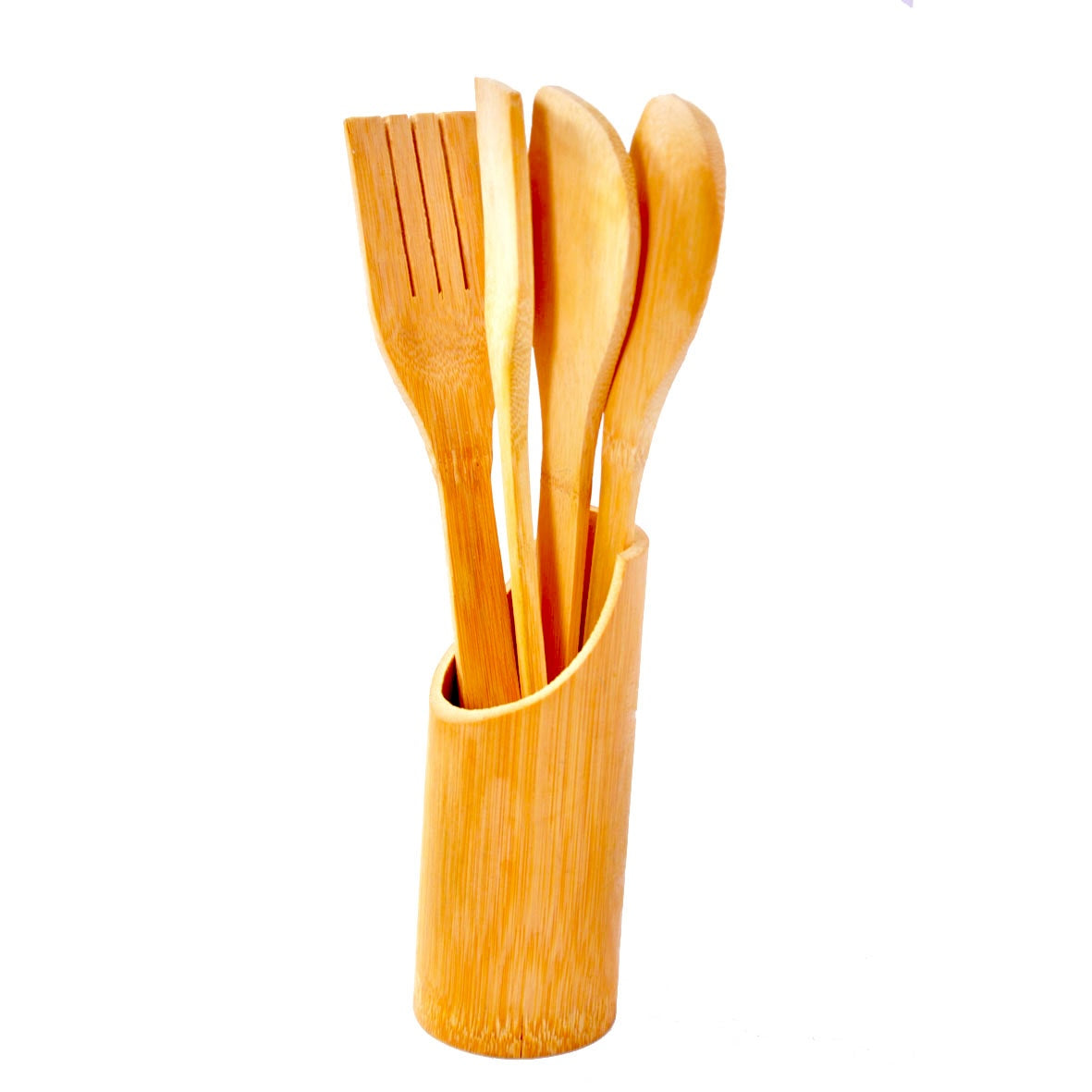 4-Piece Bamboo Kitchen Utensil Set with Holder