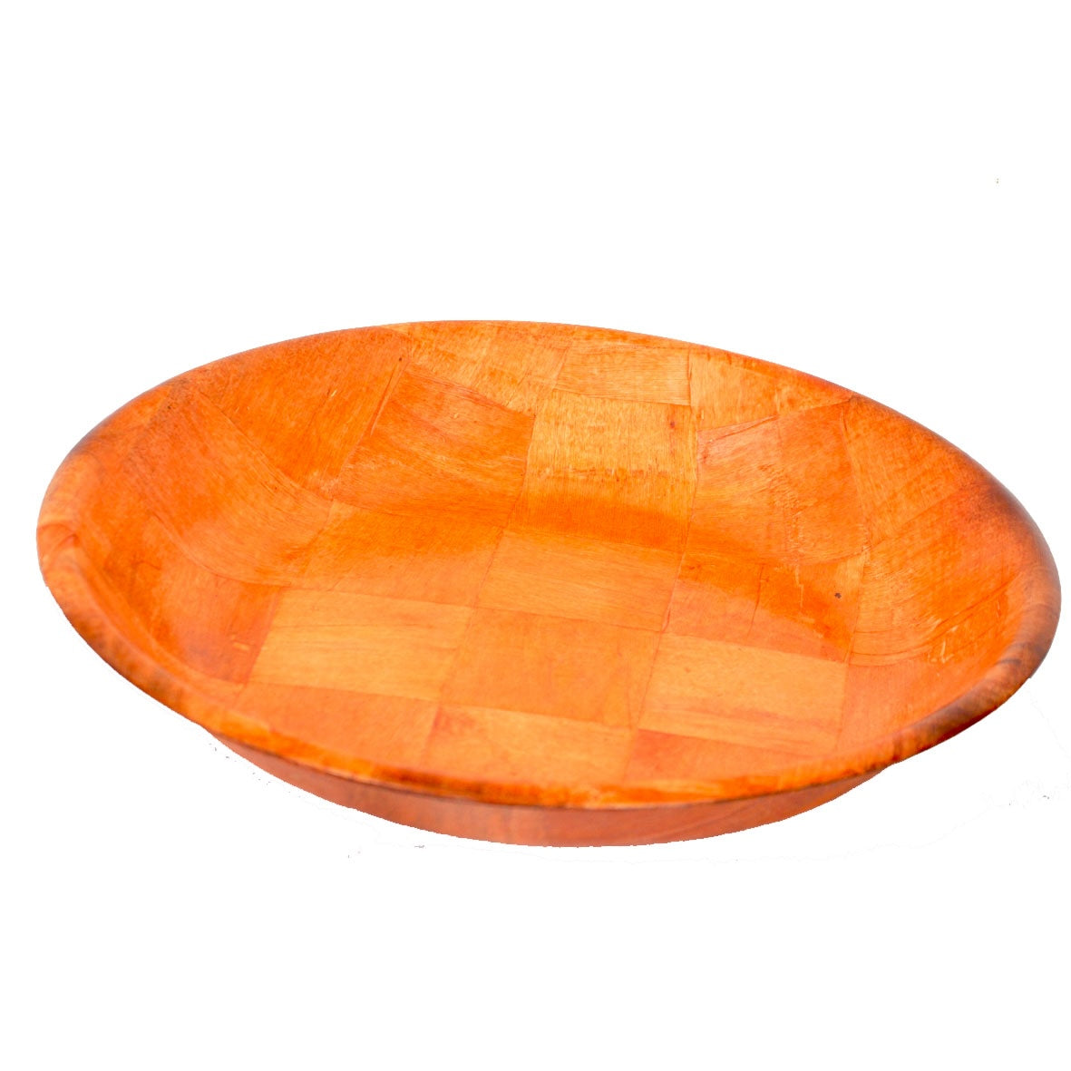 Woven Natural Wood Oval Serving Plate — Basket-Weave
